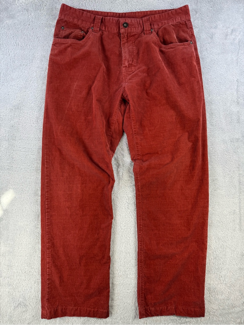 prAna Mens 34x32 Rust Corduroy Pants Straight Leg Stretch Outdoor